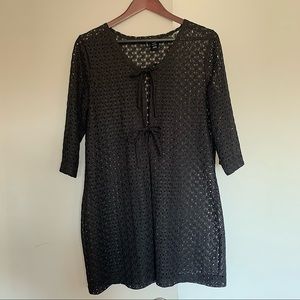 Anne Cole : Black lace cardigan / Beach cover up.